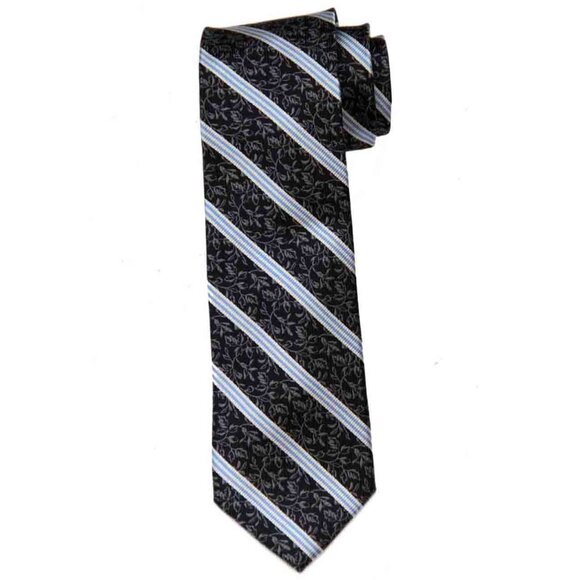 NWOT Jos A Bank Repp Stripe + Floral Silk TIe Men's - Picture 1 of 1